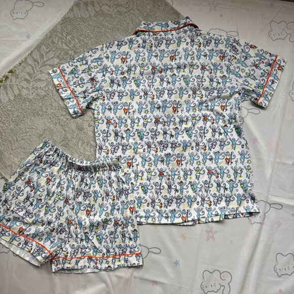 Roller Rabbit Cartoon Monkey Blue Pajama Set - Picture 7 of 7